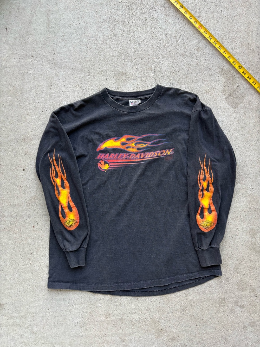 Vintage 90s Harley Davidson Long Sleeve Shirt Flame Made in USA XL 24x28 Boxy